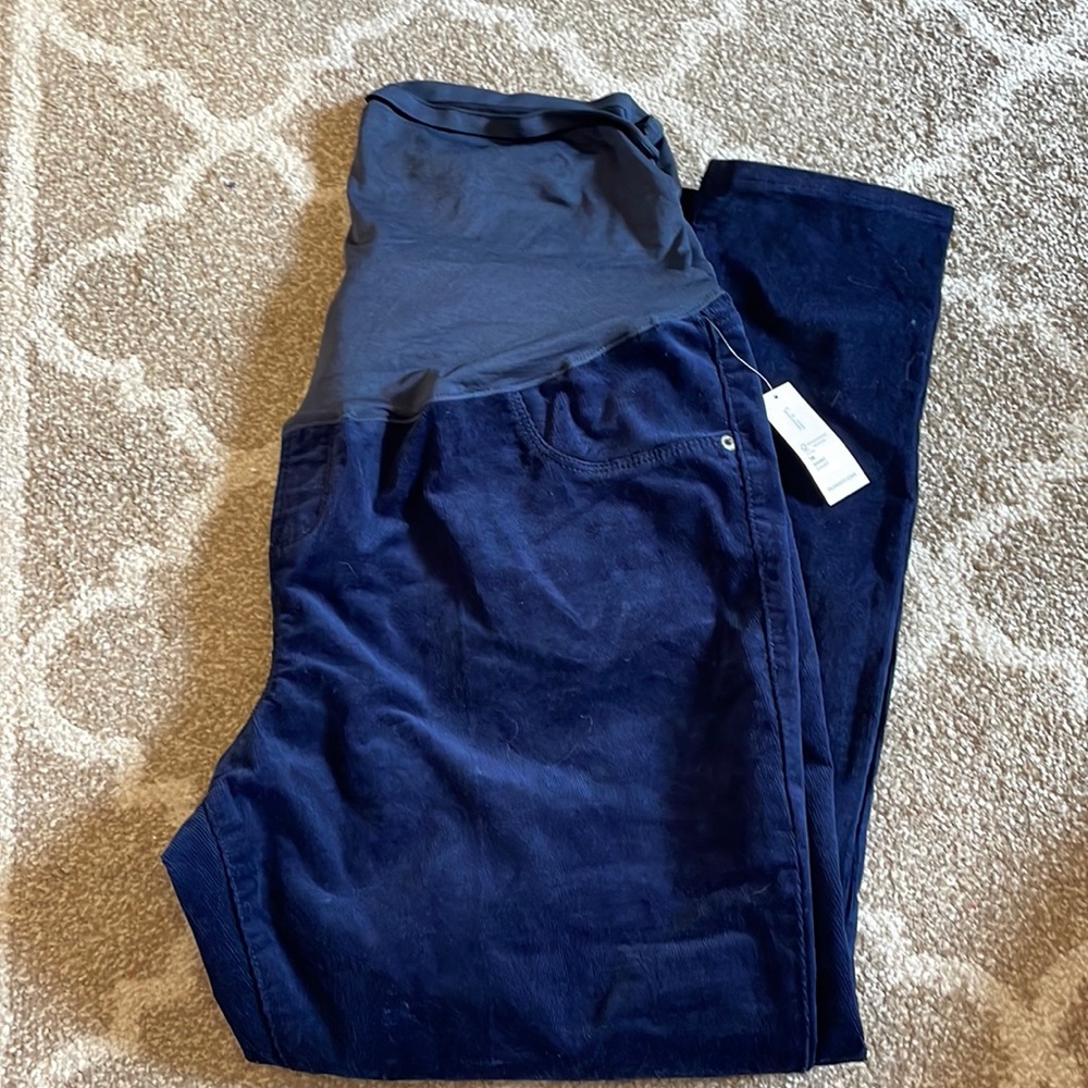 Navy Corduroy Maternity Pants